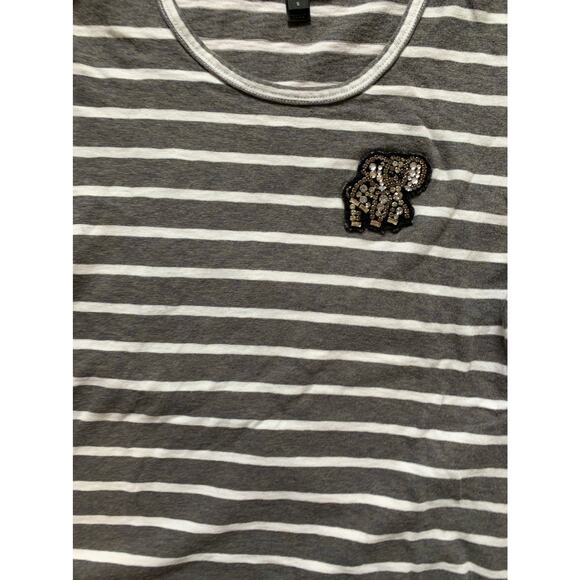 J. Crew Women's Striped Rhinestone Short Sleeve T Shirt Black White Size Small - Picture 6 of 7